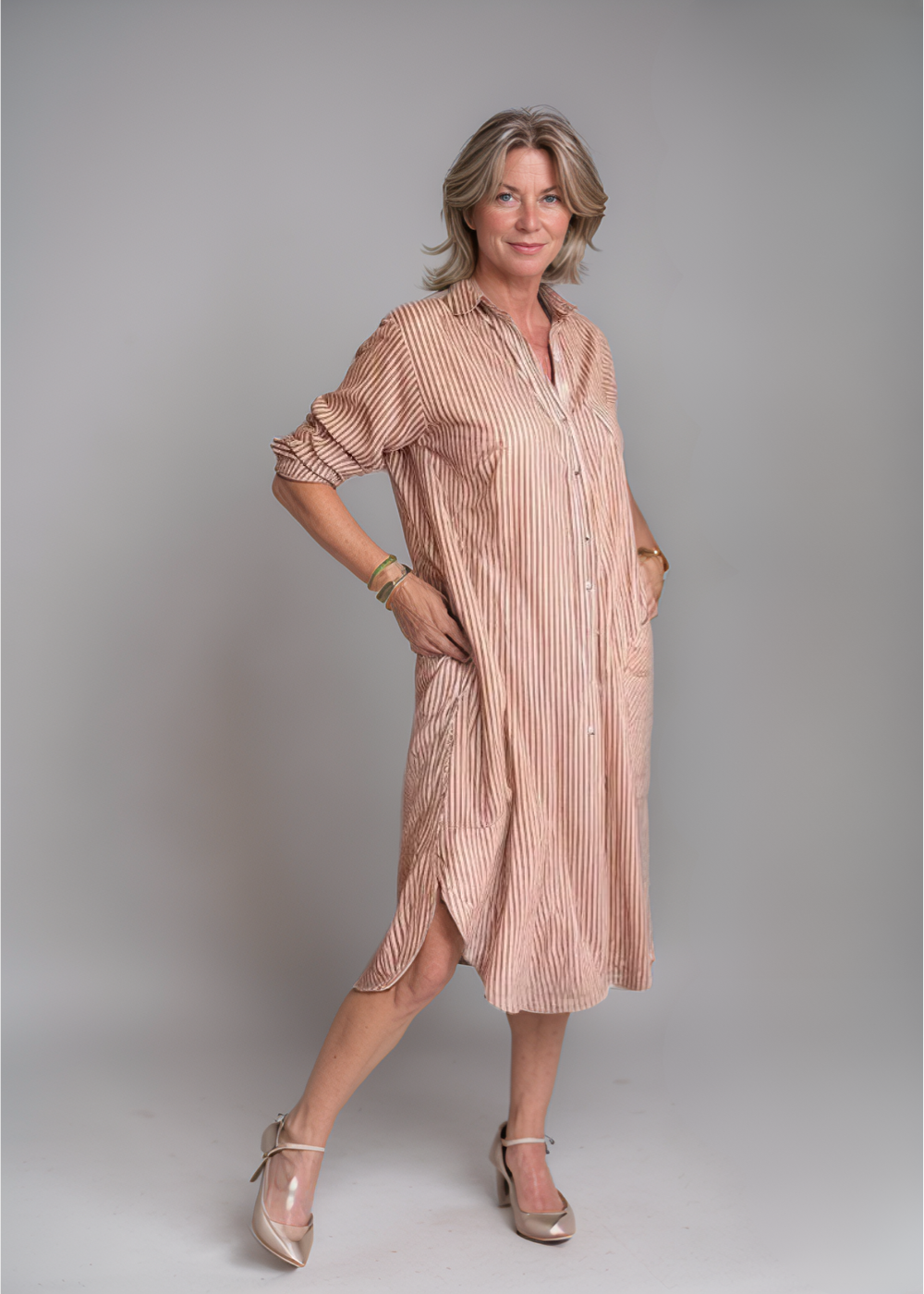 Ivy | Stylish Striped Shirt Dress for Women, Versatile and Comfortable